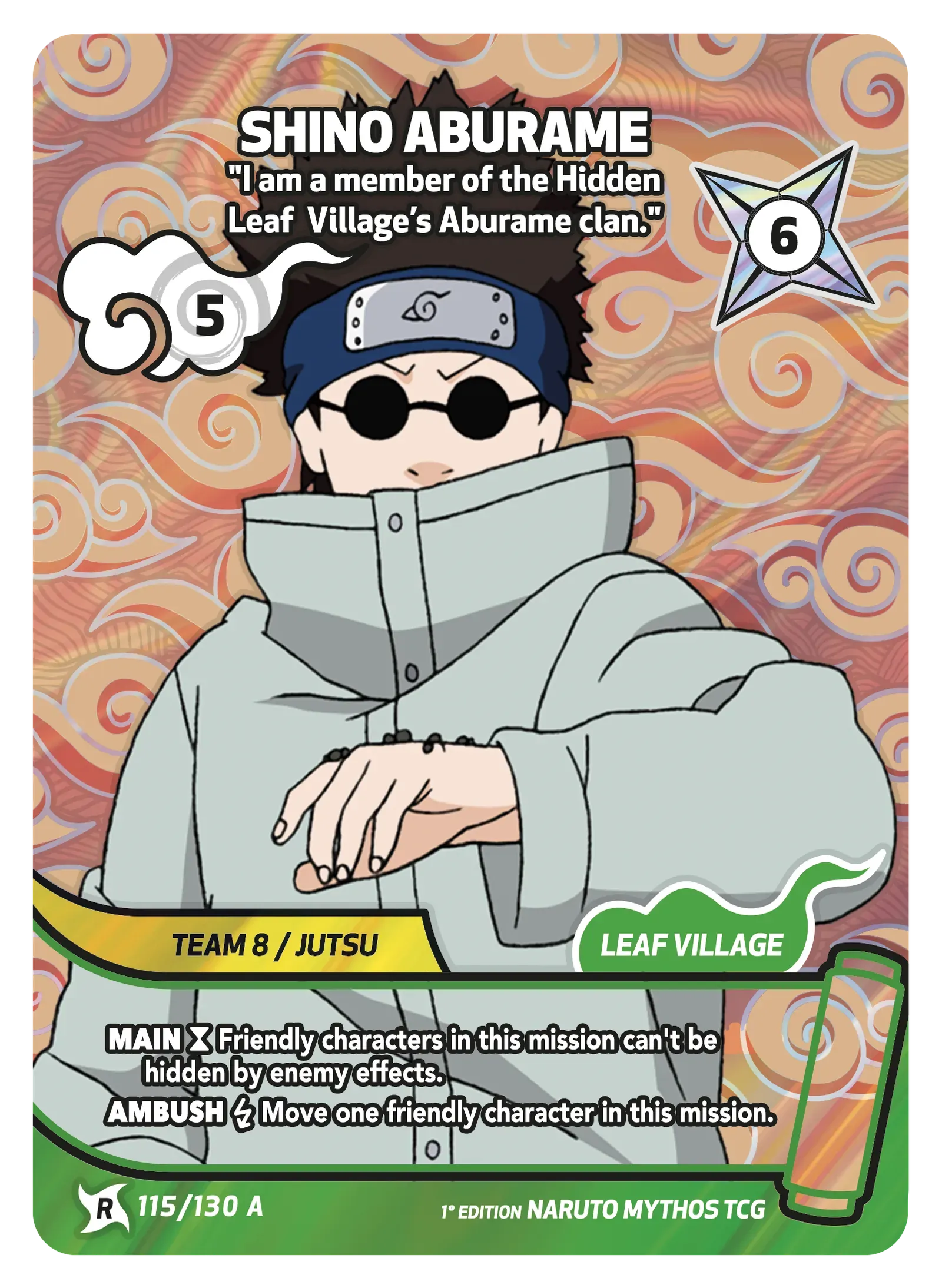 Shino Aburame — I am a member of the Hidden Leaf Village’s Aburame clan.